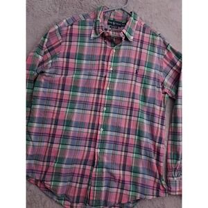 Polo Ralph Lauren Shirt Mens Extra Large Lightweight Oxford Pink Indian Madras